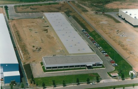 Bird´s eye view on the 5.500 m² Samsung TV Factory in Spain, completed by Takenaka 1990