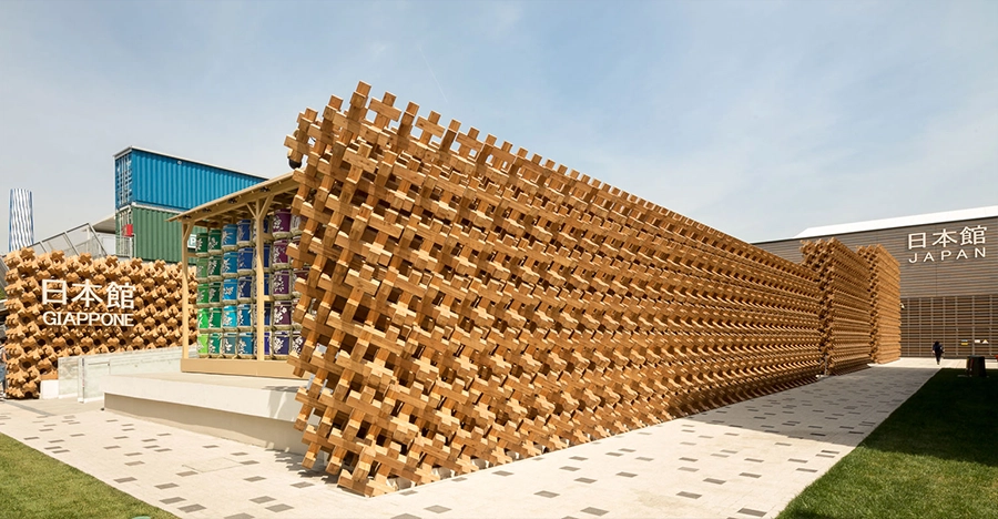 Photo of the finished Japanese pavilion at Expo Milan